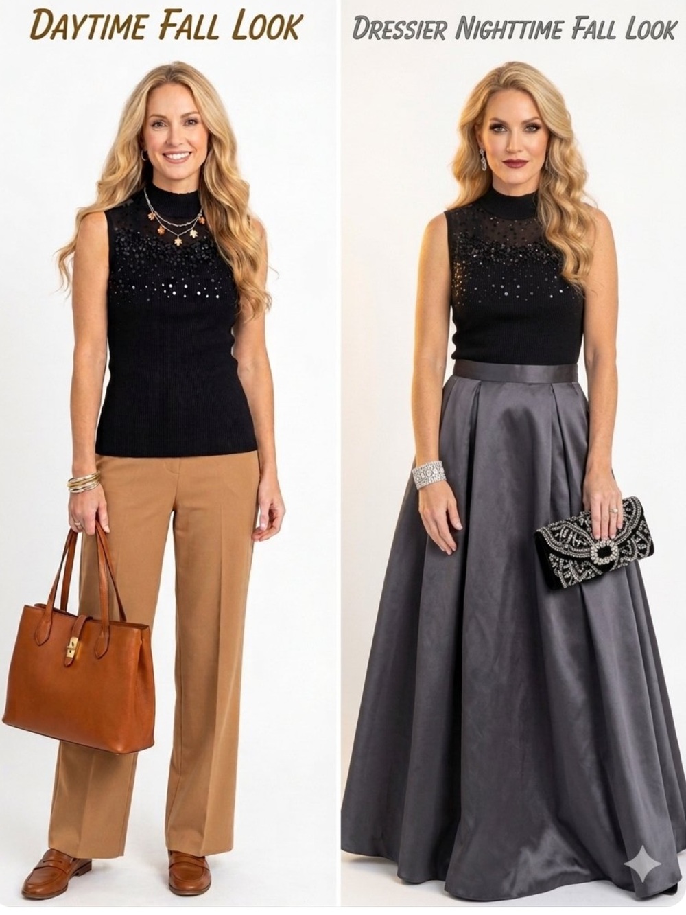 Lauren Michelle Sleeveless Black Sequin Mock-Neck Top